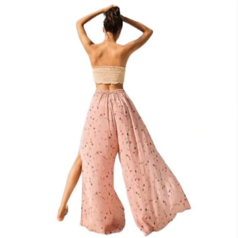Faithfull the Brand Pants Tiki Tiki Wide Leg Floral Pants Pink Size XS - Picture 2 of 8